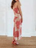 Coral Print Slip Dress