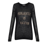 Permanently on Vacation Knit Sweater - KARMA for a cure by Margaux - A black knit sweater with nude screen-print made for a vacation state of mind